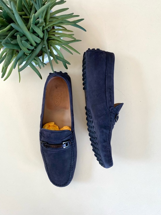 Tod's Other - TOD’S - Navy Suede Driver Loafers + Box